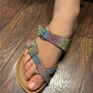 Steve Madden Kids Multicolor Glitter Sandals